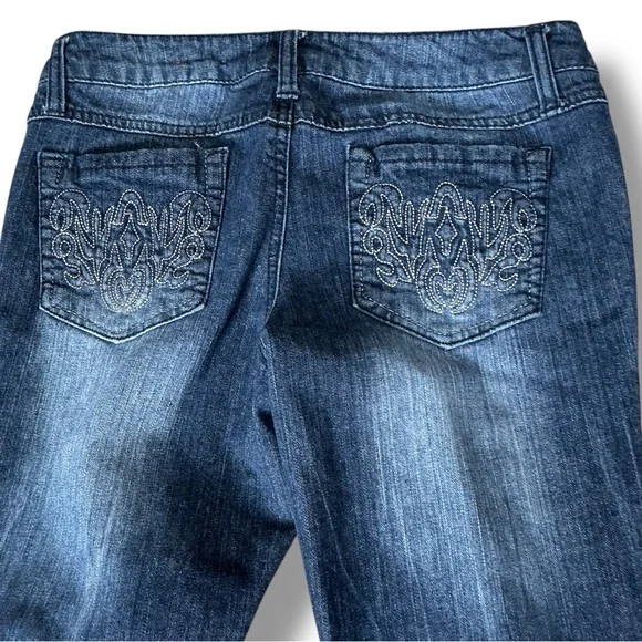 Mudd Dark Blue Distressed Flare Jeans - Picture 5 of 8